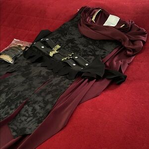 Lil Cesar. Adorable Burgundy and Black Costume with Gold Accents